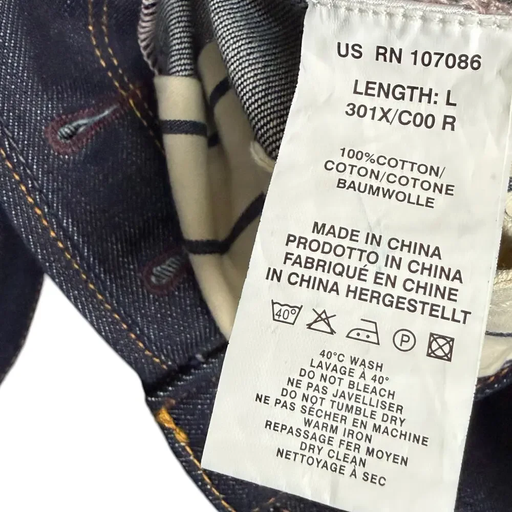 Paul Smith Jeans W36 Blue Dark Denim Slim Straight Selvedge Raw Indigo Casual